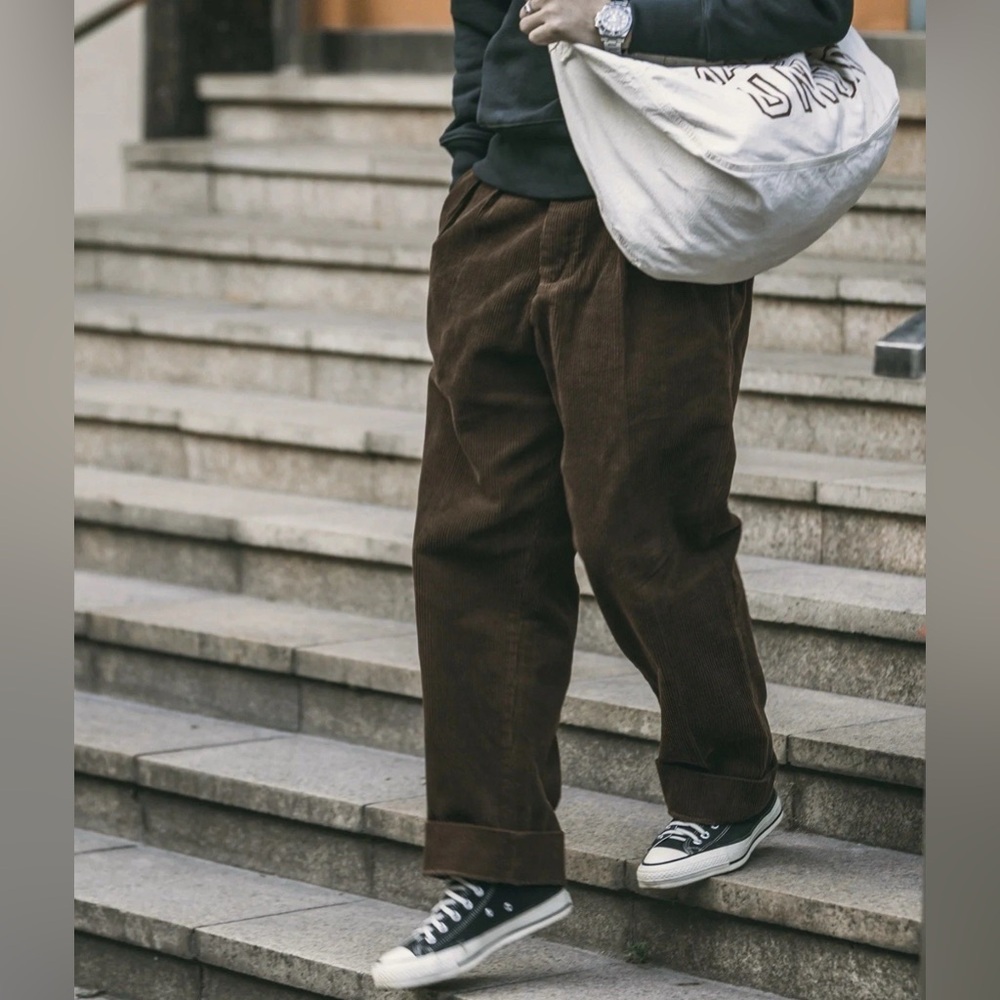 Bronson NS Corduroy Pants Men Pleated Casual Trousers Slacks Workwear OLD MONEY